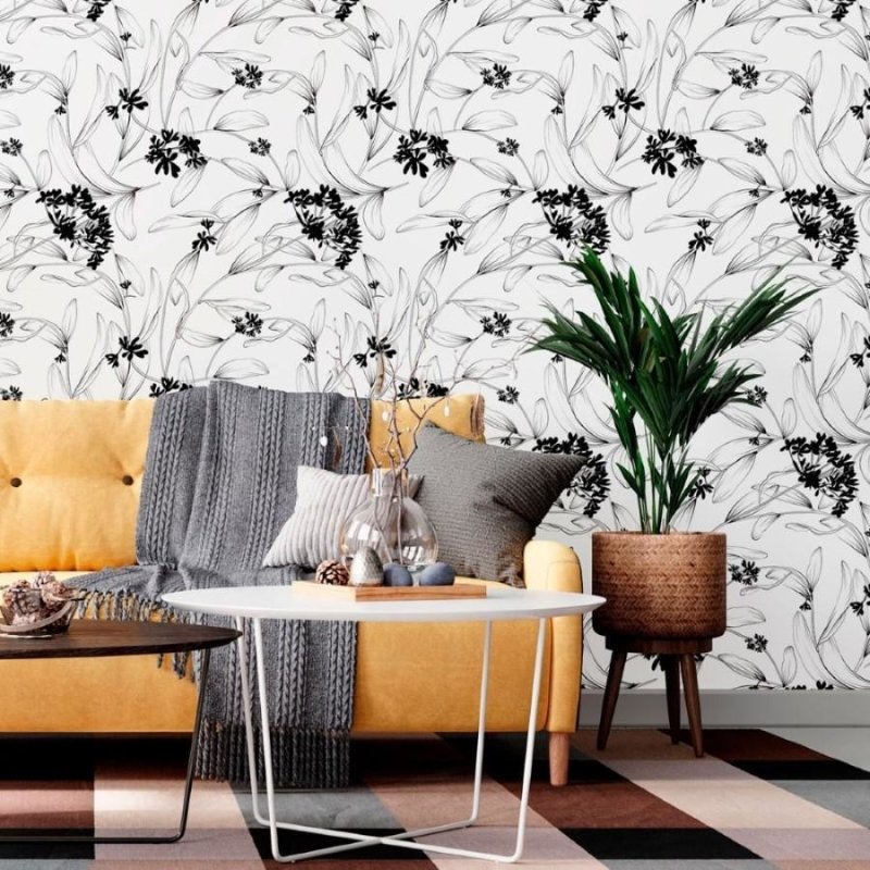 Papel de Parede Adesivo Folhas e Flores N012072 - Papel na Parede