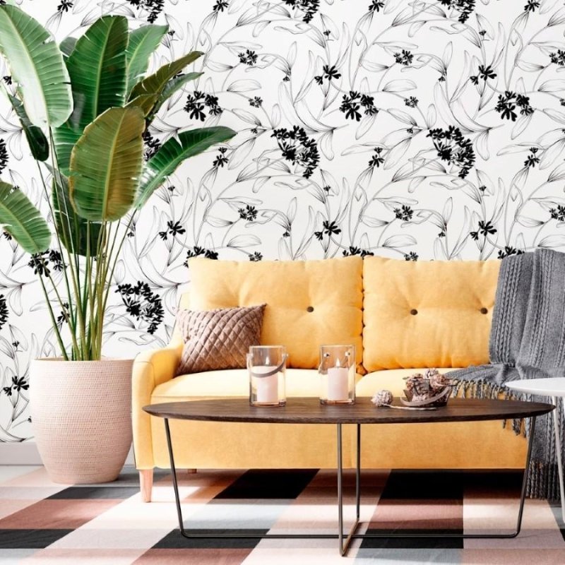 Papel de Parede Adesivo Folhas e Flores N012072 - Papel na Parede