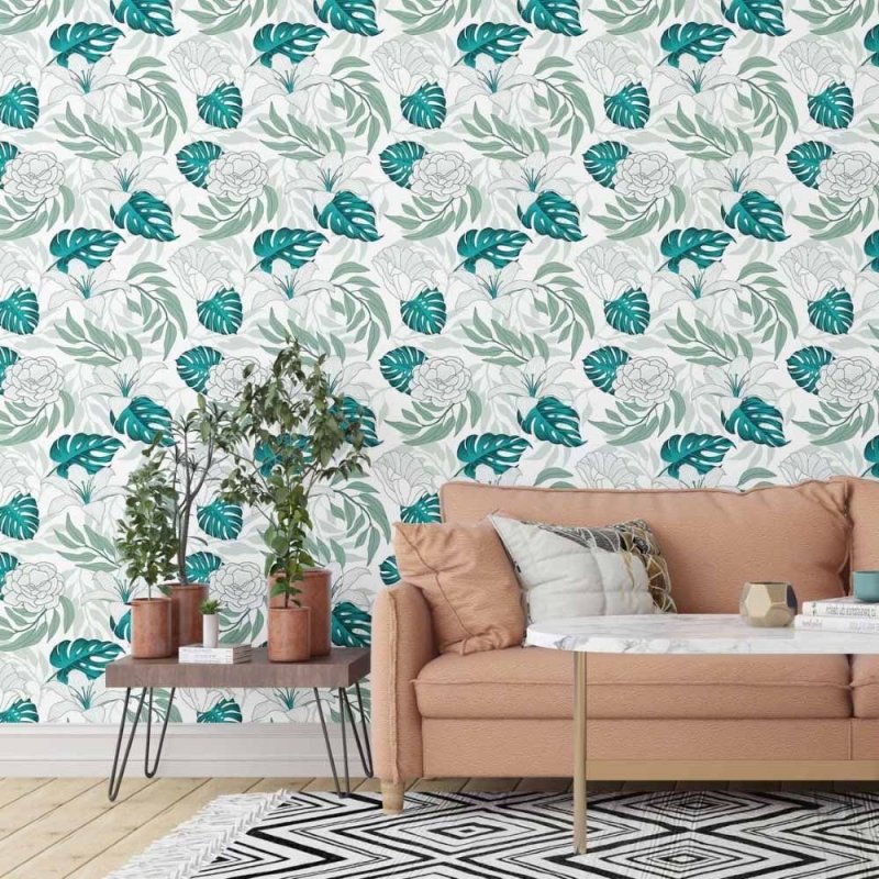 Papel de Parede Adesivo Folhas e Flores N014190 - Papel na Parede