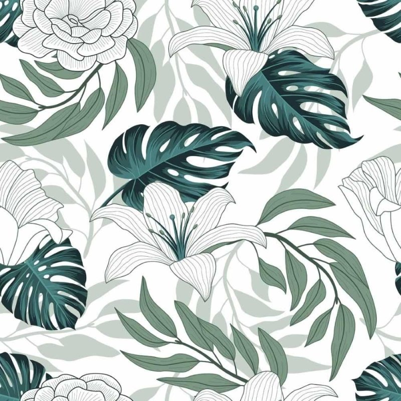 Papel de Parede Adesivo Folhas e Flores N014190 - Papel na Parede