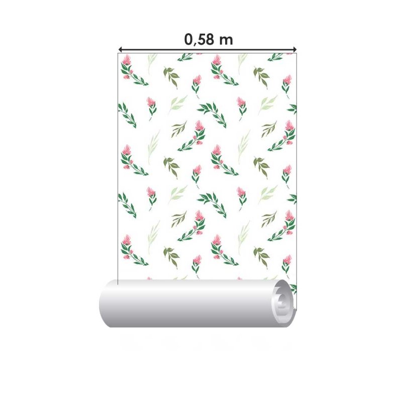 Papel de Parede Adesivo Folhas e Rosas Minimalistas N08052 - Papel na Parede