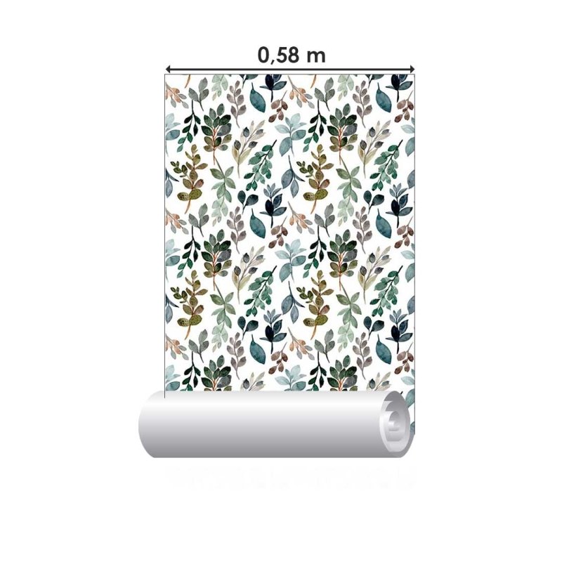 Papel de Parede Adesivo Folhas em Aquarela N08006 - Papel na Parede