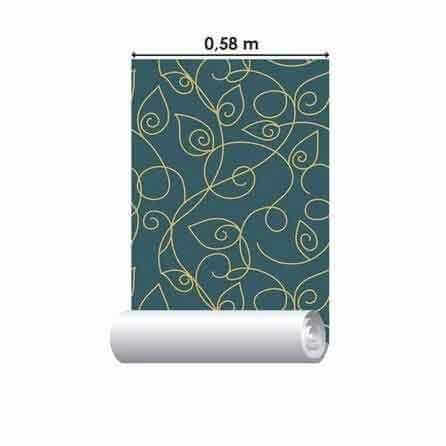 Papel de Parede Adesivo Folhas Linhas Verde 957 - Papel na Parede