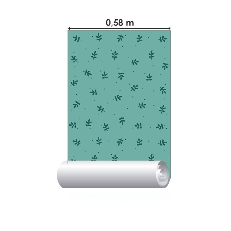 Papel de Parede Adesivo Folhas Minimalistas Verde N017020 - Papel na Parede
