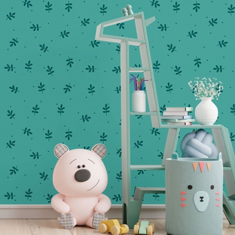 Papel de Parede Adesivo Folhas Minimalistas Verde N017020 - Papel na Parede