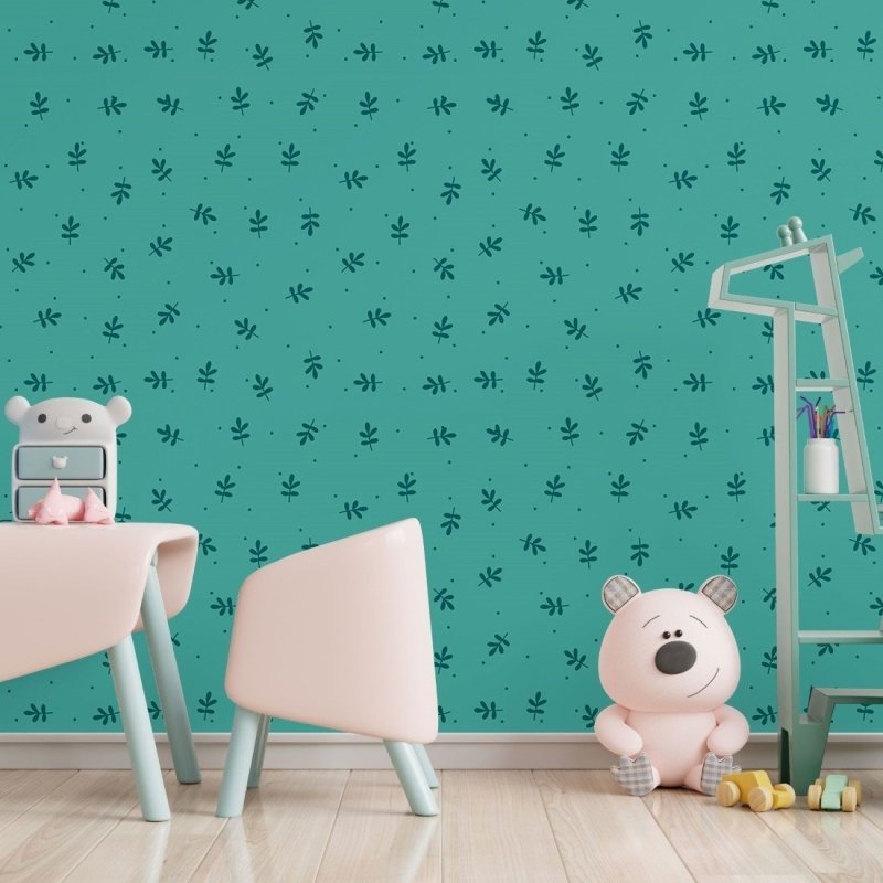 Papel de Parede Adesivo Folhas Minimalistas Verde N017020 - Papel na Parede