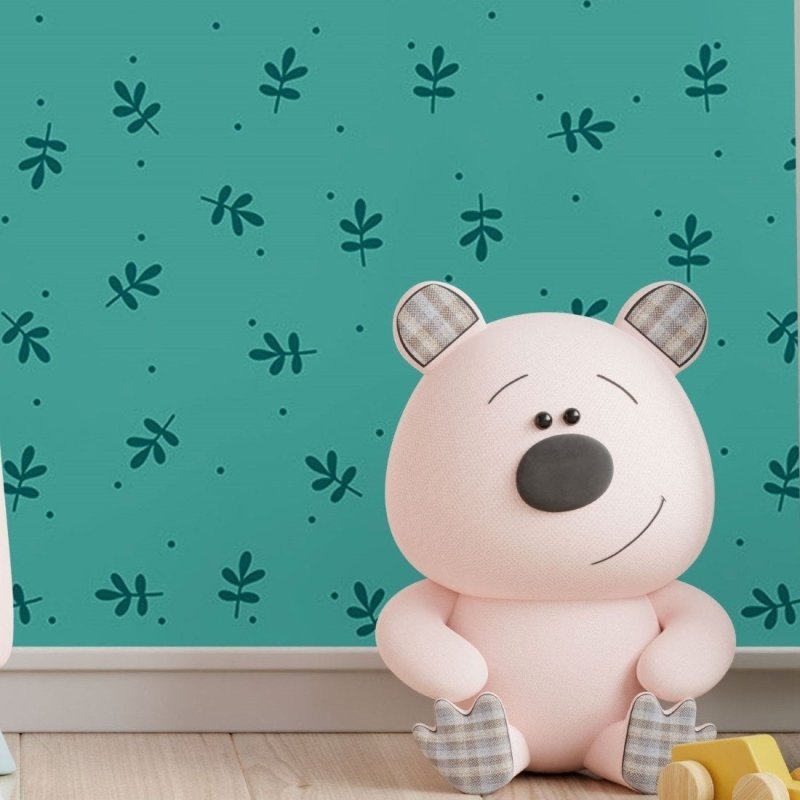 Papel de Parede Adesivo Folhas Minimalistas Verde N017020 - Papel na Parede