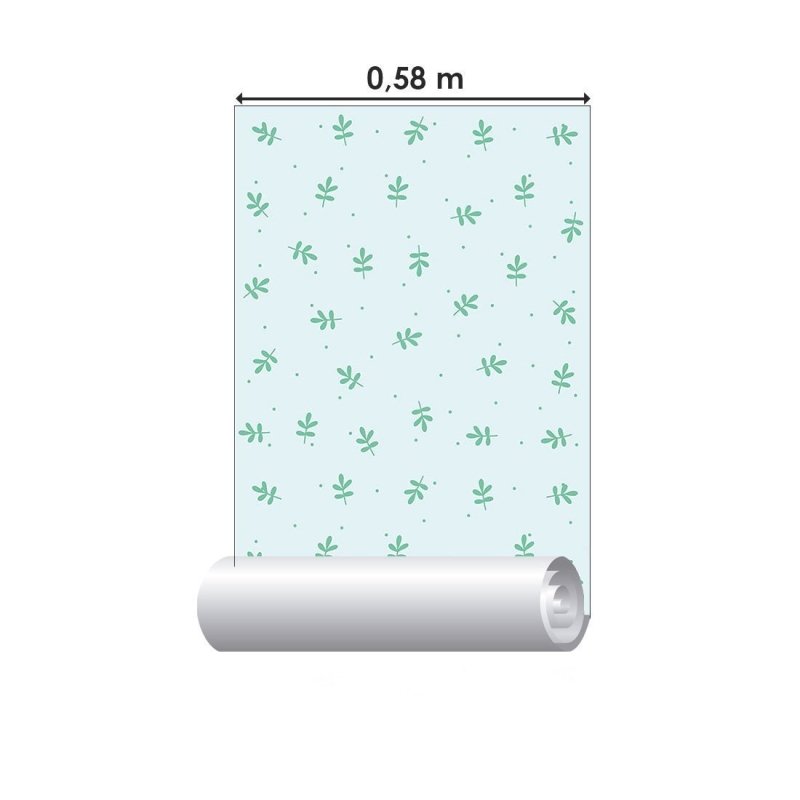 Papel de Parede Adesivo Folhas Minimalistas Verde N017021 - Papel na Parede