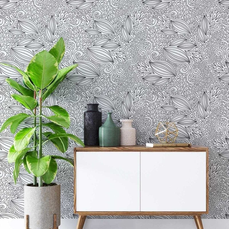 Papel de Parede Adesivo Folhas Para Colorir N04032 - Papel na Parede
