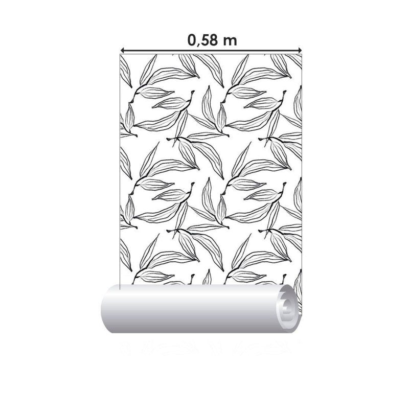 Papel de Parede Adesivo Folhas P&B N013093 - Papel na Parede