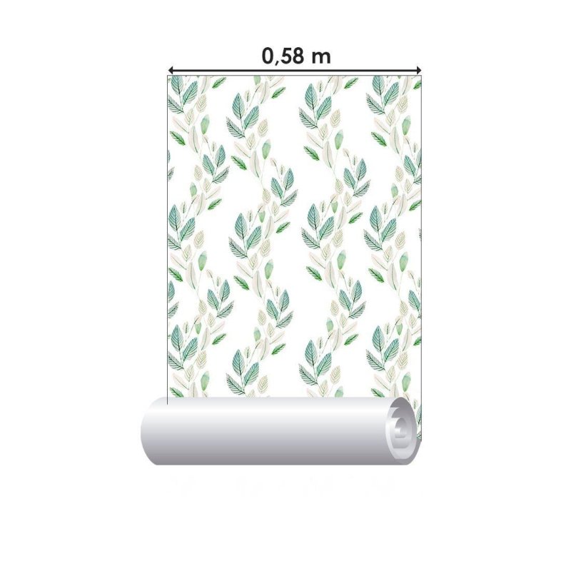 Papel de Parede Adesivo Folhas Verdes Curvas N012010 - Papel na Parede