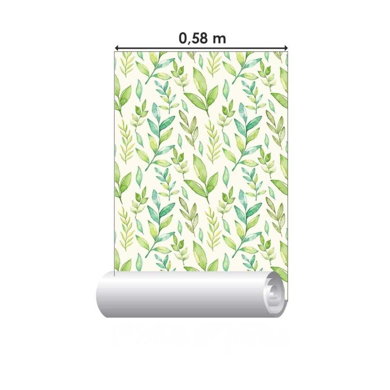 Papel de Parede Adesivo Folhas Verdes Delicadas N03090 - Papel na Parede