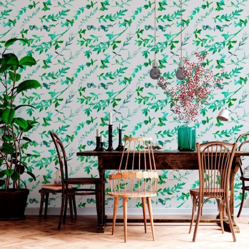 Papel de Parede Adesivo Folhas Verdes N012079 - Papel na Parede