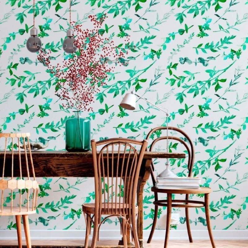 Papel de Parede Adesivo Folhas Verdes N012079 - Papel na Parede