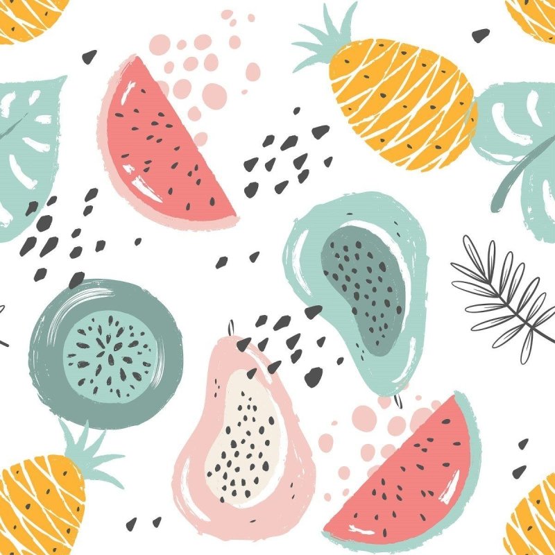 Papel de Parede Adesivo Frutas Tropicais N012051 - Papel na Parede