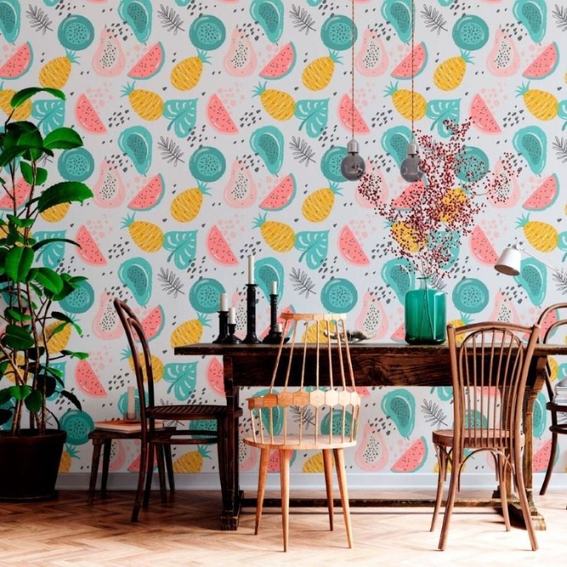 Papel de Parede Adesivo Frutas Tropicais N012051 - Papel na Parede