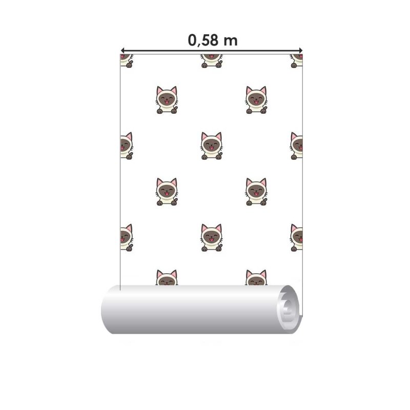 Papel de Parede Adesivo Gatinhos Bege Cartoon N08025 - Papel na Parede