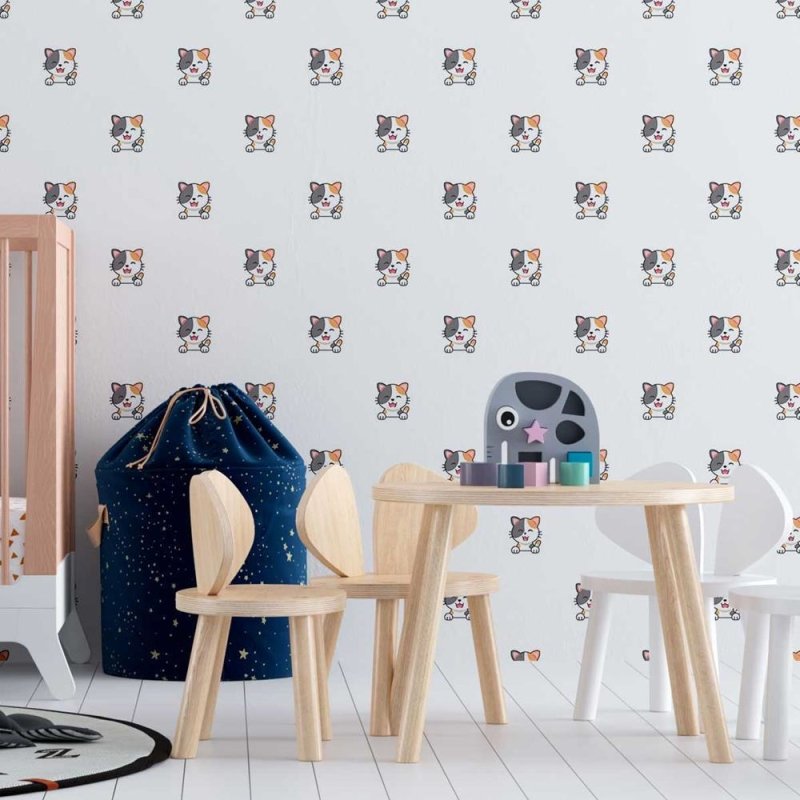 Papel de Parede Adesivo Gatinhos Cartoon N08023 - Papel na Parede