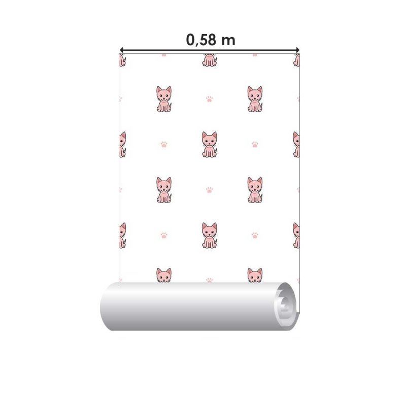 Papel de Parede Adesivo Gatinhos Rosa Cartoon N08026 - Papel na Parede