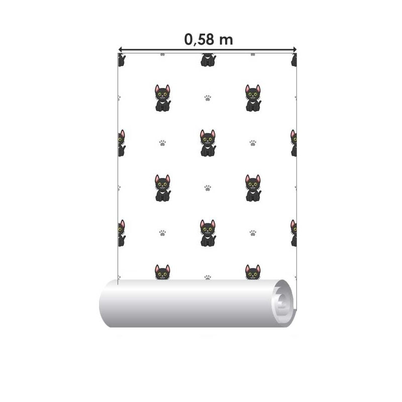 Papel de Parede Adesivo Gato Preto Infantil N08022 - Papel na Parede