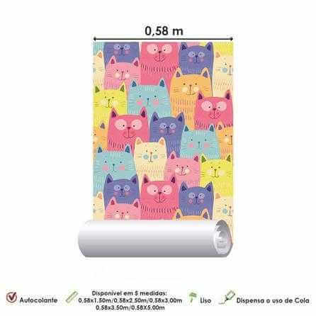 Papel de Parede Adesivo Gatos Coloridos Infantil 5369 - Papel na Parede