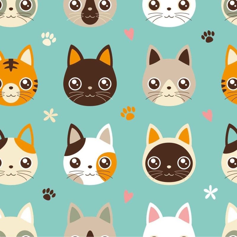 Papel de Parede Adesivo Gatos em Fundo Azul N04297 - Papel na Parede
