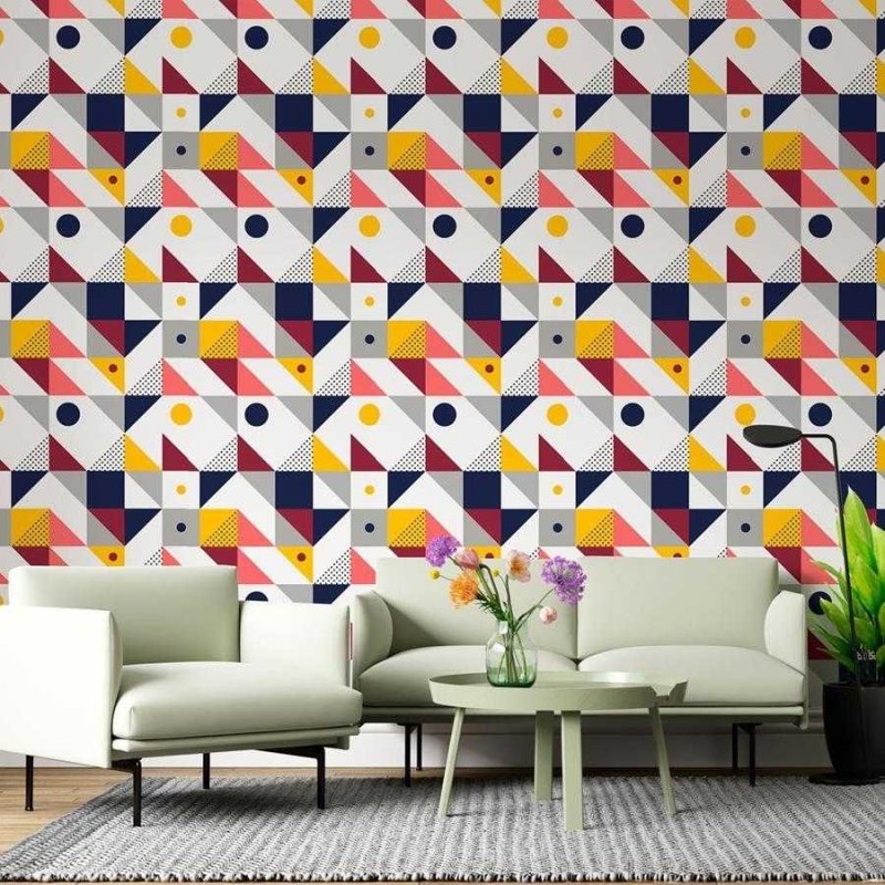 Papel de Parede Adesivo Geomátrico Retrô N06136 - Papel na Parede