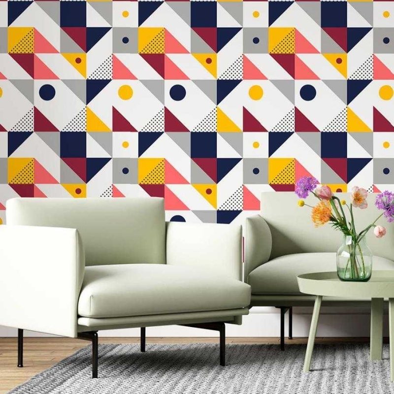 Papel de Parede Adesivo Geomátrico Retrô N06136 - Papel na Parede