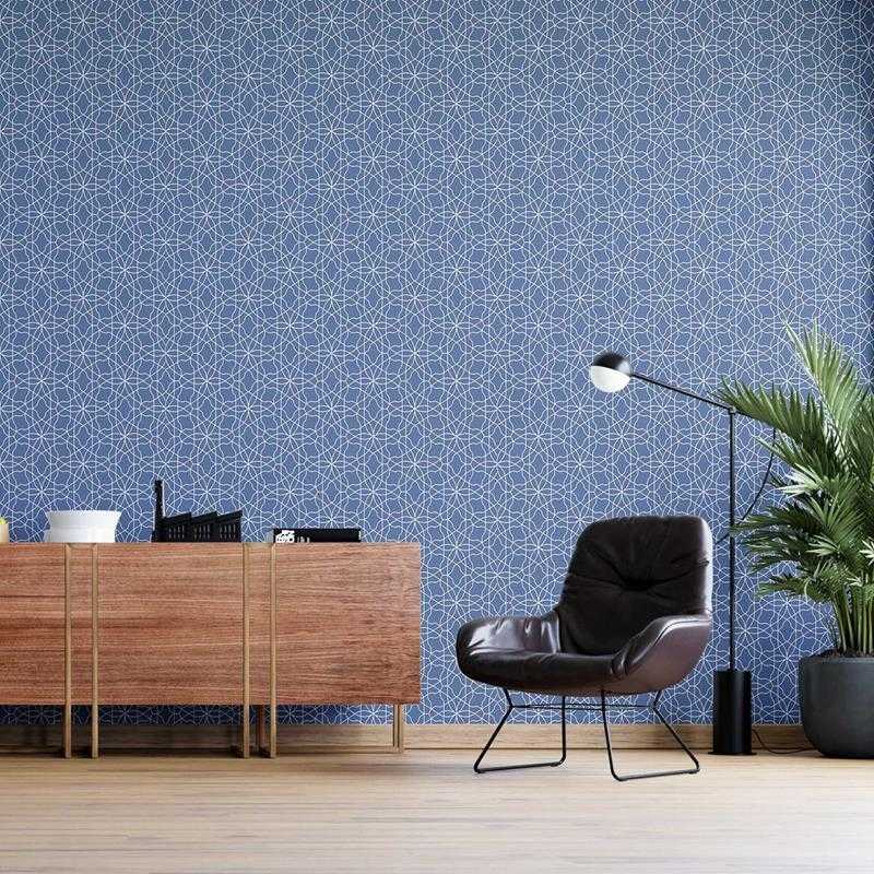 Papel de Parede Adesivo Geométrico Abstrato Azul N05216 - Papel na Parede