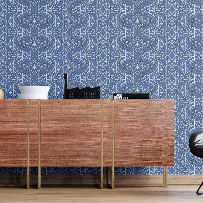Papel de Parede Adesivo Geométrico Abstrato Azul N05216 - Papel na Parede