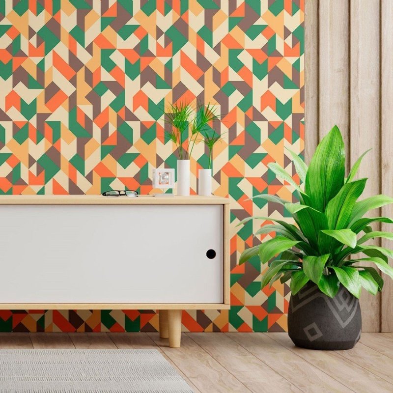 Papel de Parede Adesivo Geométrico Abstrato Colorido N013007 - Papel na Parede