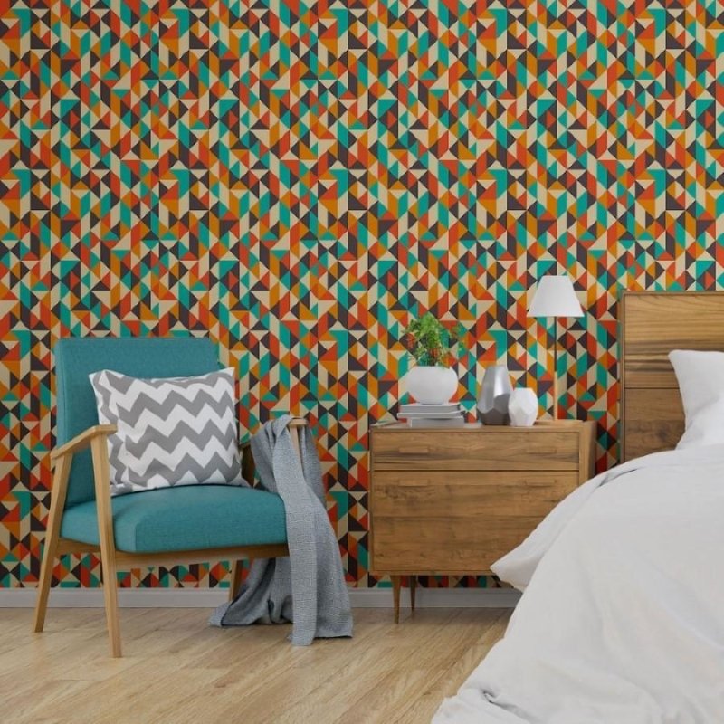Papel de Parede Adesivo Geométrico Abstrato Colorido N013008 - Papel na Parede
