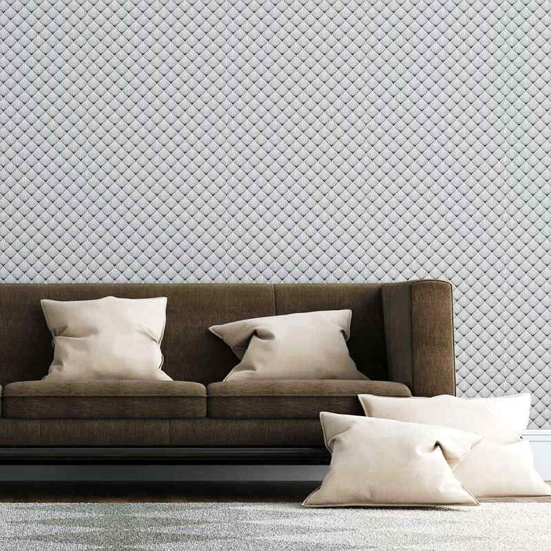 Papel de Parede Adesivo Geométrico Abstrato Leque Preto e Branco N07048 - Papel na Parede