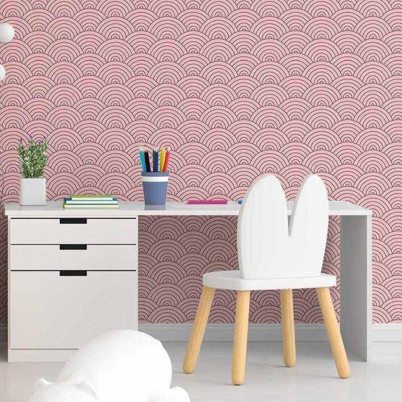 Papel de Parede Adesivo Geométrico Abstrato Rosa N05282 - Papel na Parede