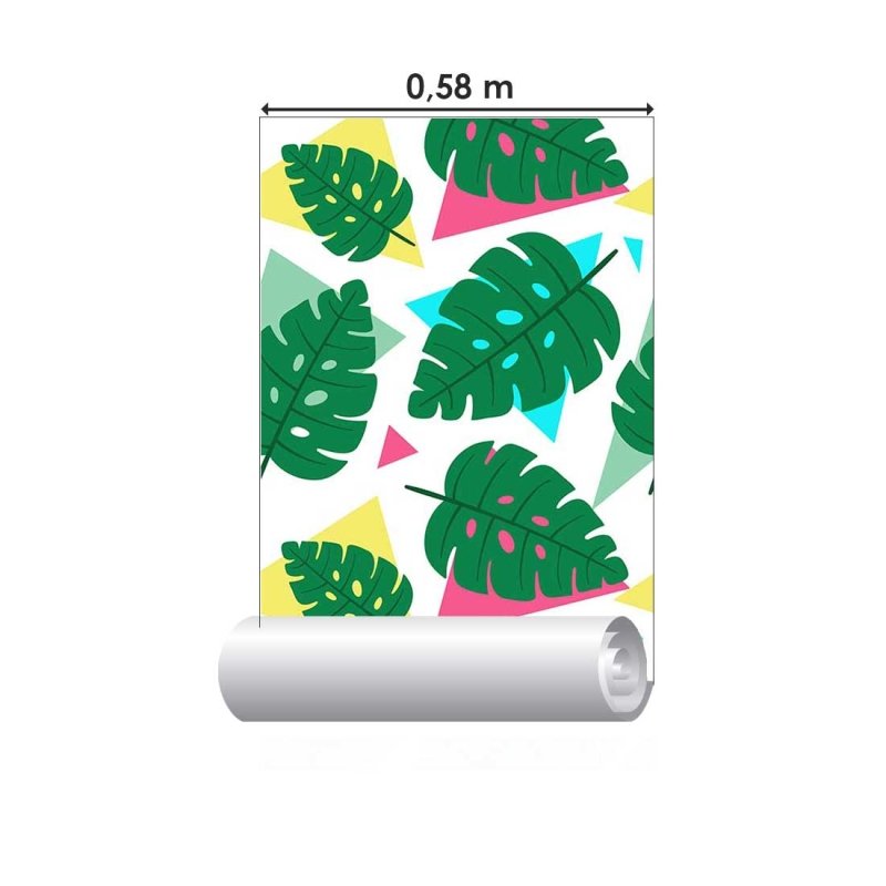 Papel de Parede Adesivo Geométrico Abstrato Tropical Colorido N07116 - Papel na Parede