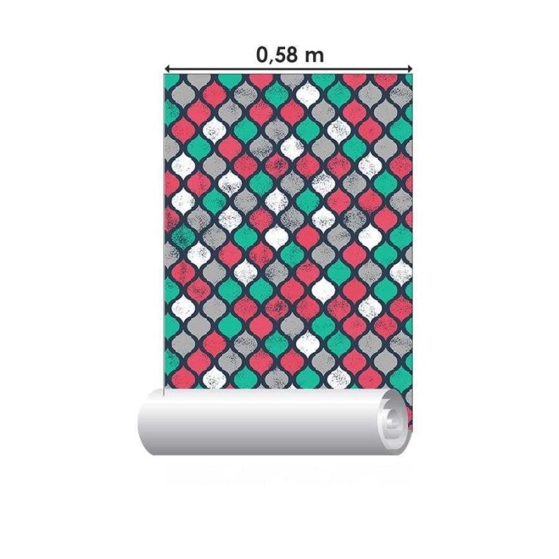 Papel de Parede Adesivo Geométrico Árabe Verm. Verde N06068 - Papel na Parede