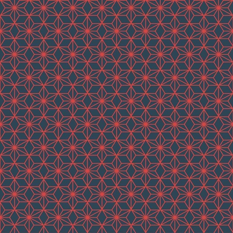 Papel de Parede Adesivo Geométrico Azul e Vermelho N04104 - Papel na Parede