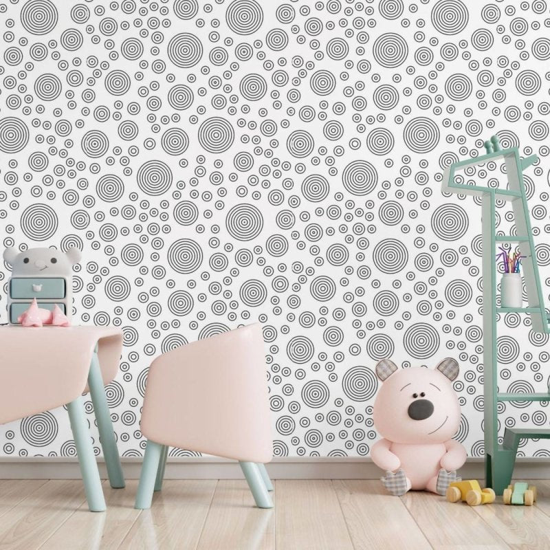 Papel de Parede Adesivo Geométrico Bolinhas Colorir N017053 - Papel na Parede