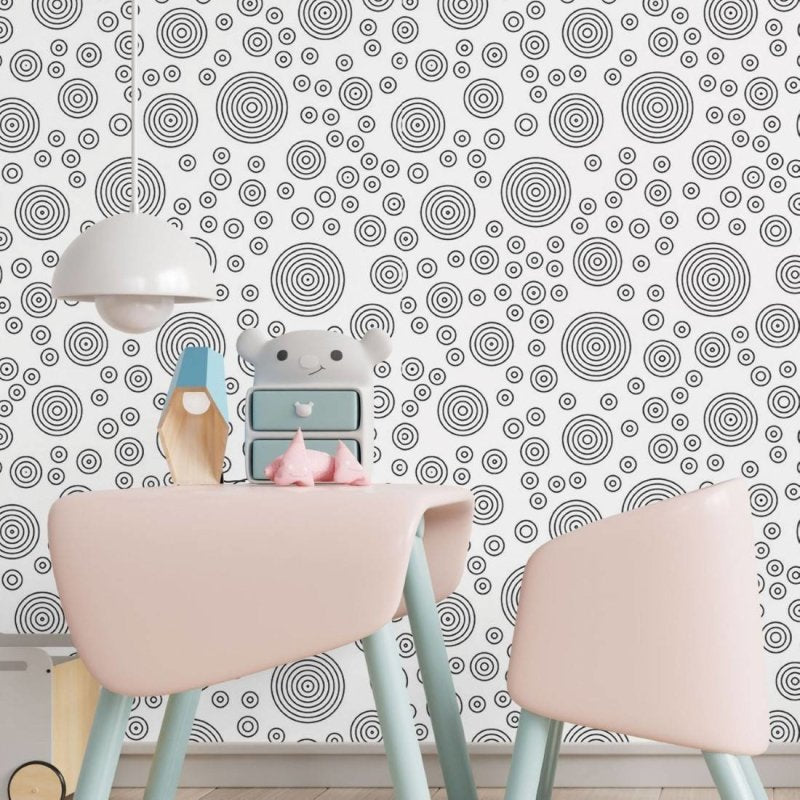 Papel de Parede Adesivo Geométrico Bolinhas Colorir N017053 - Papel na Parede