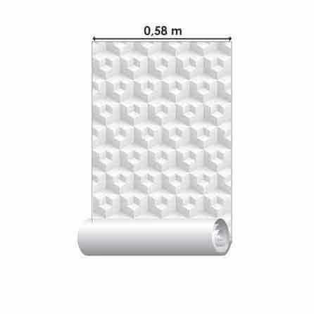 Papel de Parede Adesivo Geometrico branco 3d 0179 - Papel na Parede