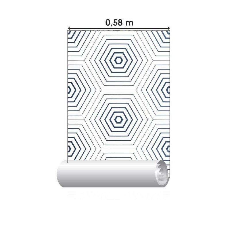 Papel de Parede Adesivo Geométrico Branco e Azul N05202 - Papel na Parede