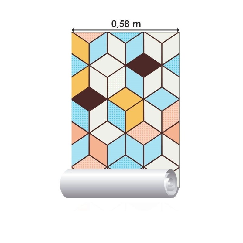 Papel de Parede Adesivo Geométrico Cubos 3D N013219 - Papel na Parede