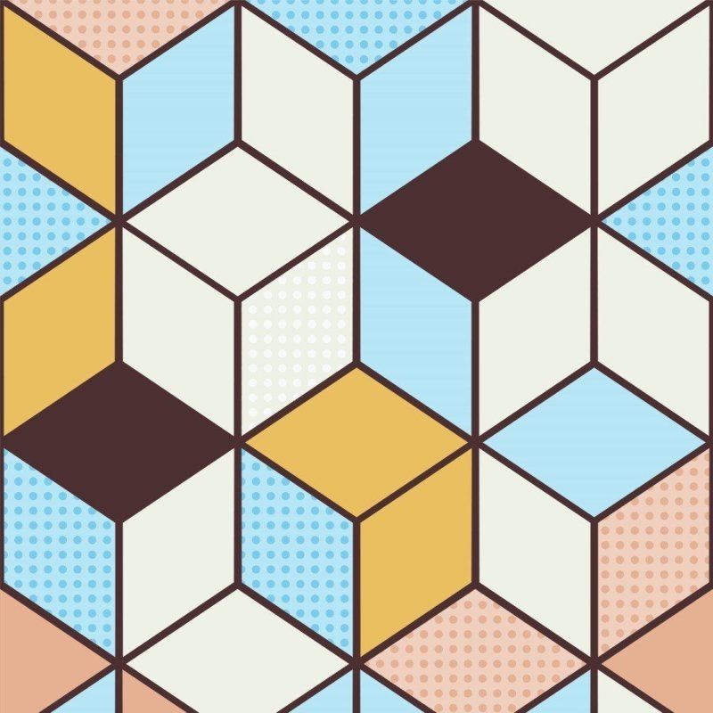 Papel de Parede Adesivo Geométrico Cubos 3D N013219 - Papel na Parede