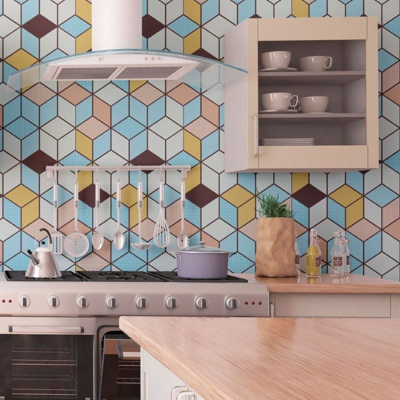Papel de Parede Adesivo Geométrico Cubos 3D N013219 - Papel na Parede