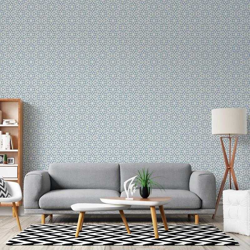 Papel de Parede Adesivo Geométrico em Linhas Azul N05220 - Papel na Parede