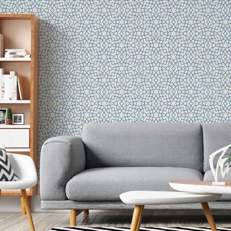 Papel de Parede Adesivo Geométrico em Linhas Azul N05220 - Papel na Parede
