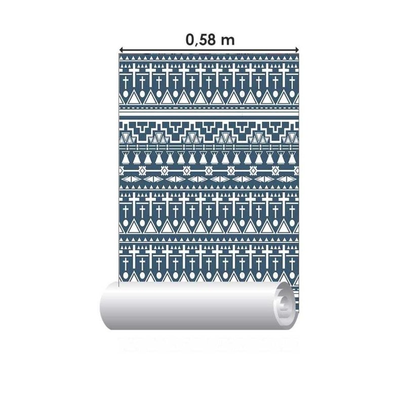 Papel de Parede Adesivo Geométrico Étnico Azul N05111 - Papel na Parede