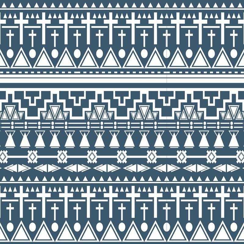 Papel de Parede Adesivo Geométrico Étnico Azul N05111 - Papel na Parede