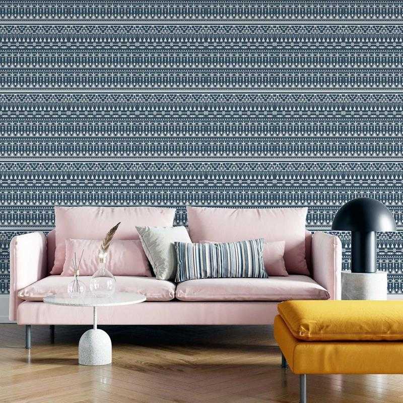 Papel de Parede Adesivo Geométrico Étnico Azul N05111 - Papel na Parede