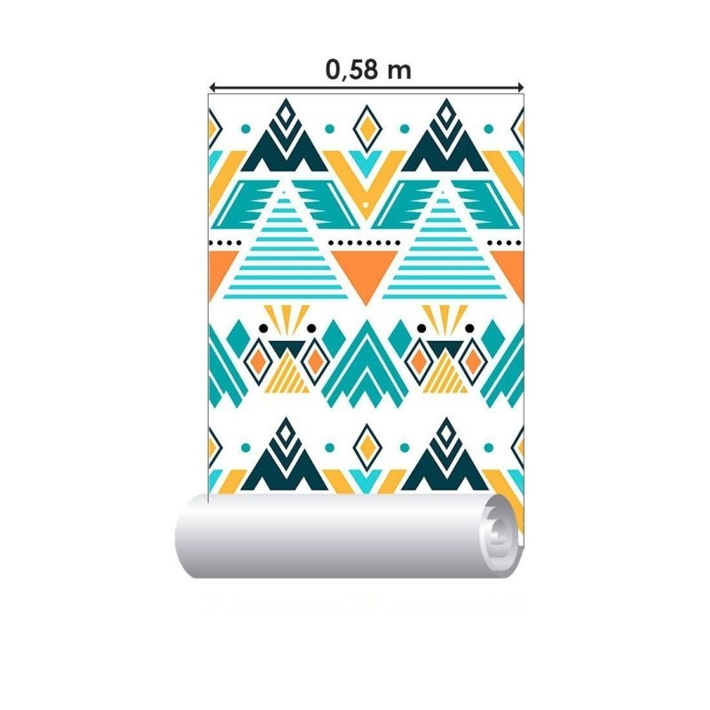 Papel de Parede Adesivo Geométrico Étnico Colorido N013063 - Papel na Parede